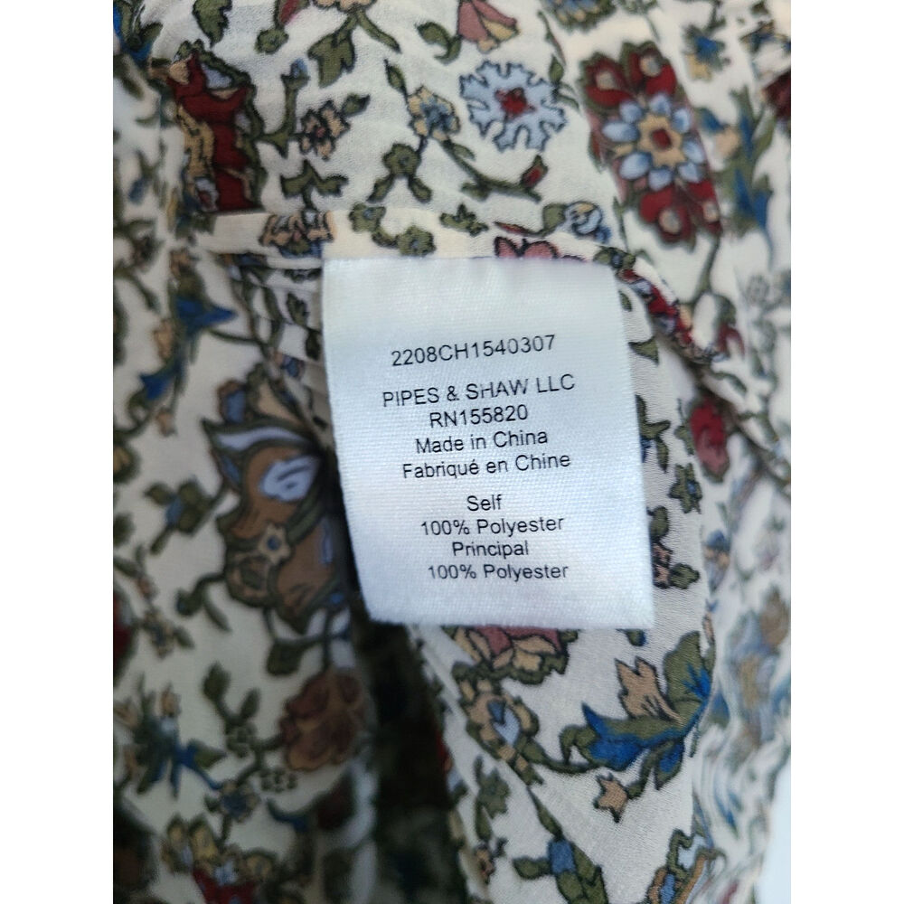 Veronica Beard Lewin Vine Floral Smocked Blouse Top Whitestone Multi Size 10 (M) - Picture 7 of 9